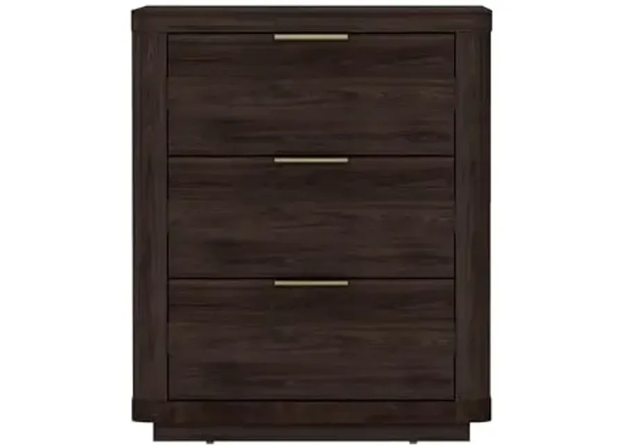 Manhattan Comfort Evelyn Modern Nightstand with 3 Full Extension Drawers in Brown-Brown