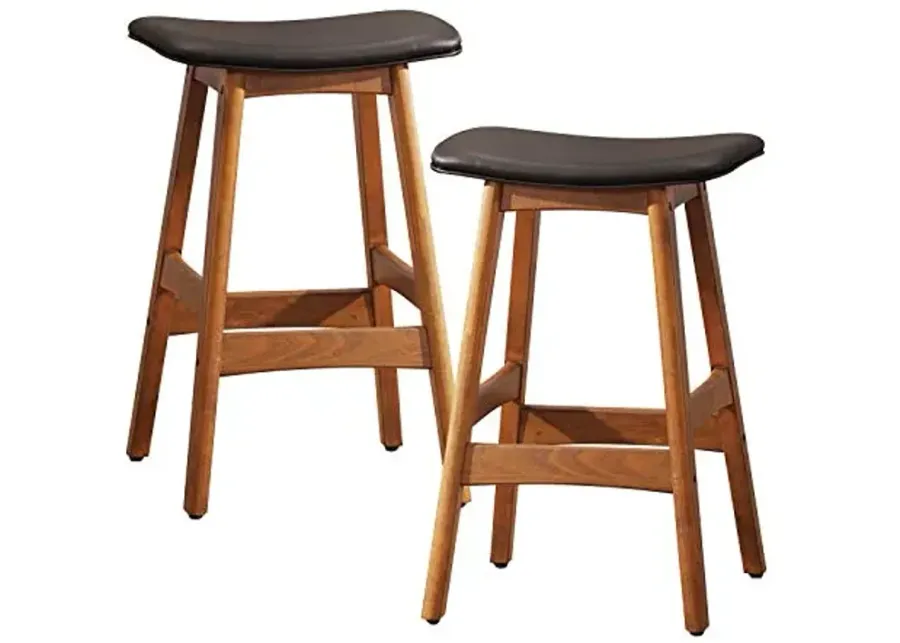 Lexicon Springfield Saddle Seat Counter Height Stool (Set of 2), 25" SH, Matte Dark Brown-Matte Dark Brown