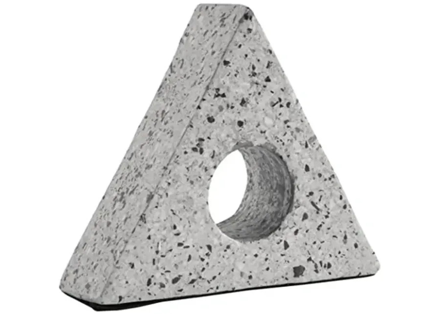 Signature Design by Ashley Setehen Triangular Cement Sculpture, White & Black Speckled-White & Black Speckled