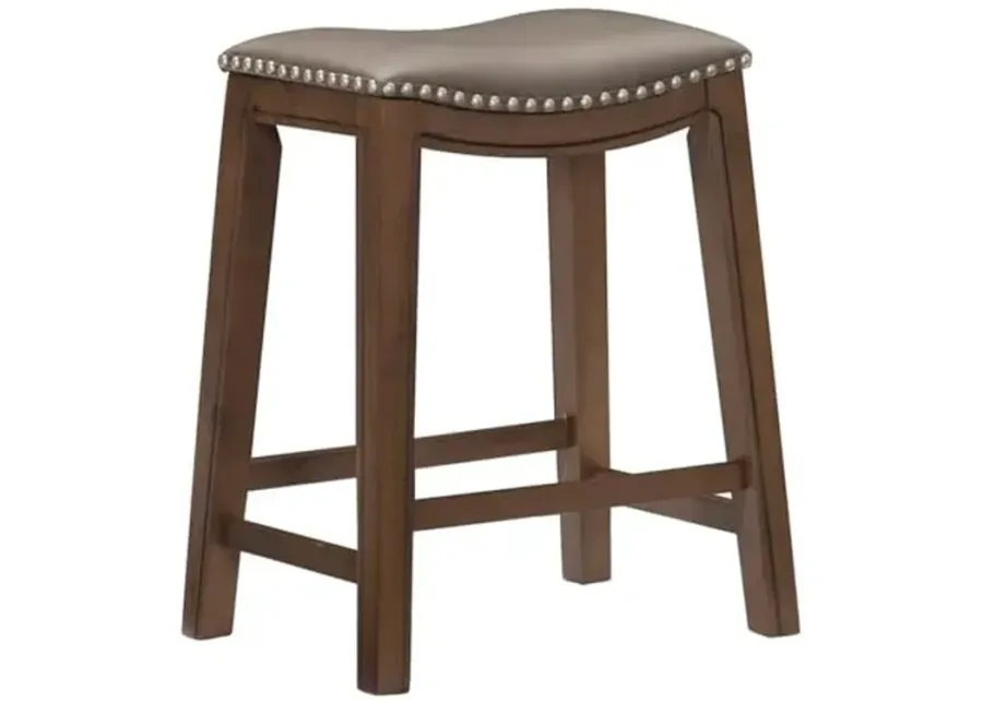 Homelegance Ordway Saddle Seat Counter Height Stool, 25"SH, Gray-Grey