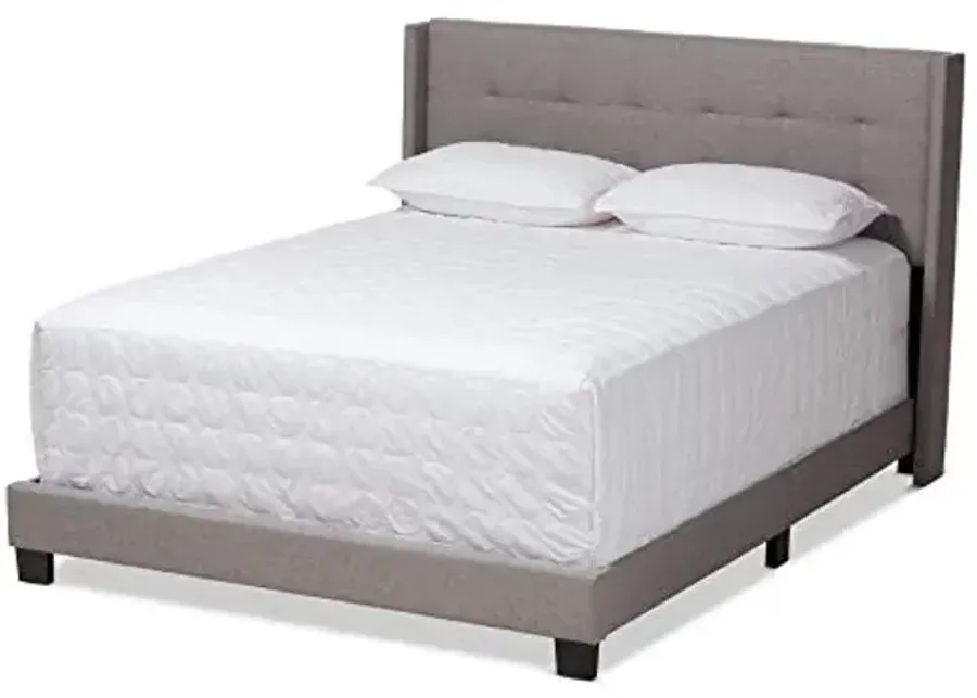 Baxton Studio Beds (Box Spring Required), Queen, Grey-Grey