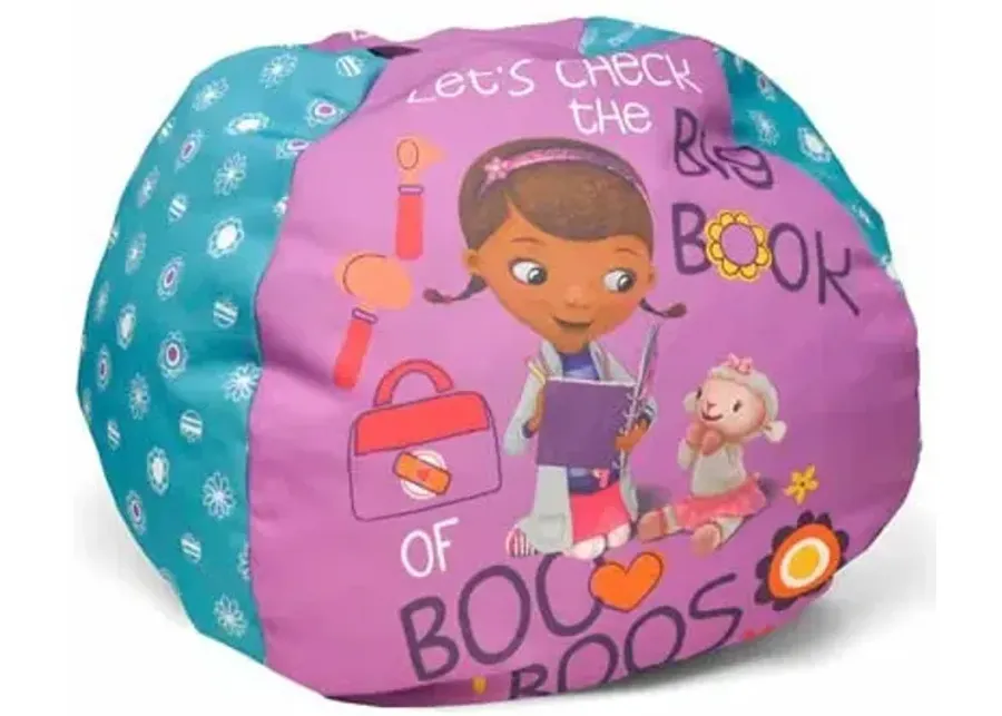 Idea Nuova Disney Doc McStuffins Round Nylon Mini Bean Bag Furniture , Purple, Small-Doc Mcstuffins