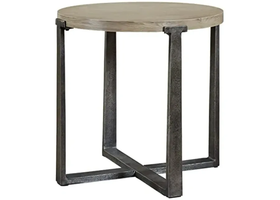 Signature Design by Ashley Dalenville Industrial Round End Table, Gray-Grey