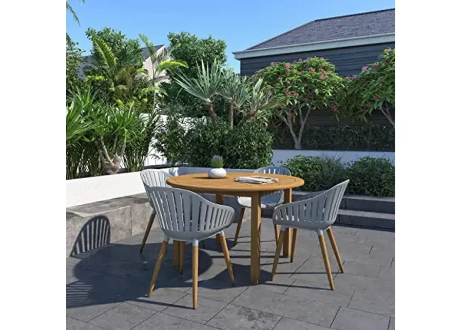 Amazonia Copenhagen 5-Piece Outdoor Rectangular Dining Table Set | Teak Finish | Ideal for Patio and Indoors-Amazonia
