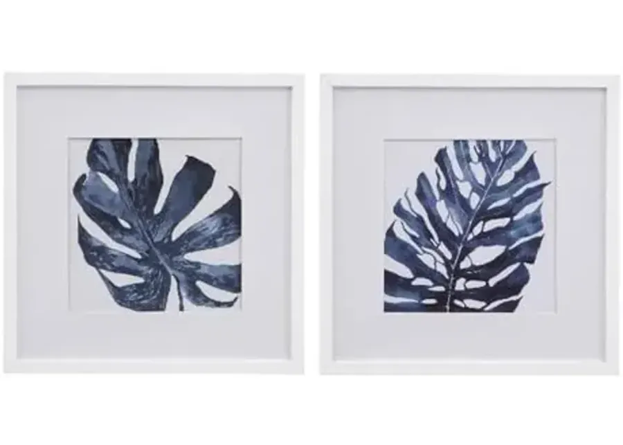 Bassett Mirror Company Palms Framed Print - Set of 2 - White Frame-White