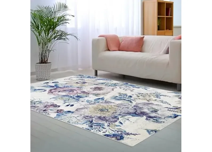 Couristan Easton Floral Chic/Bone-Multi Area Rug 3'11" x 5'3"-Bone-multi
