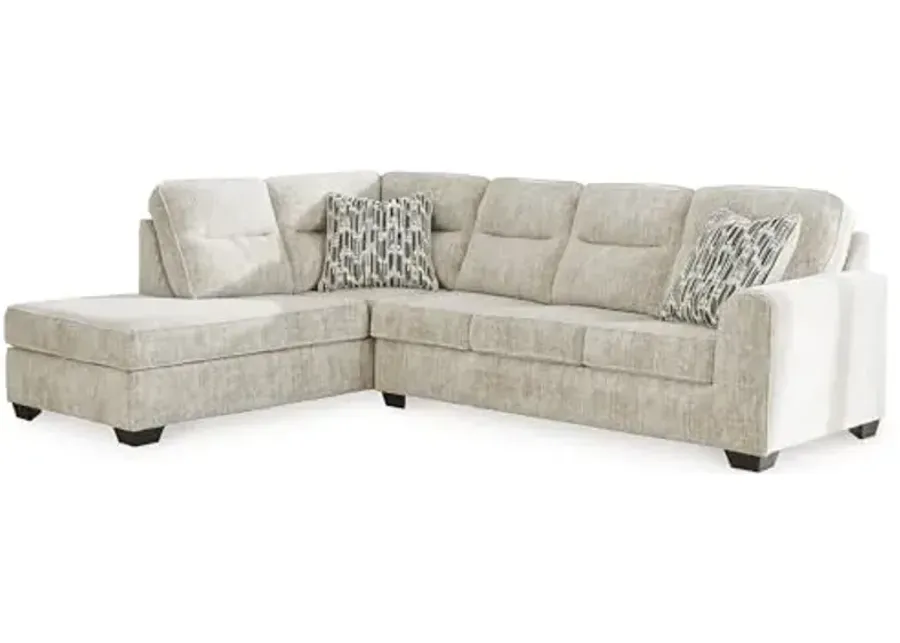 Signature Design by Ashley Lonoke Coastal Left-Arm Facing 2-Piece Sectional with Chaise, Loose Seat Cushions and 2 Throw Pillows, Beige-Beige