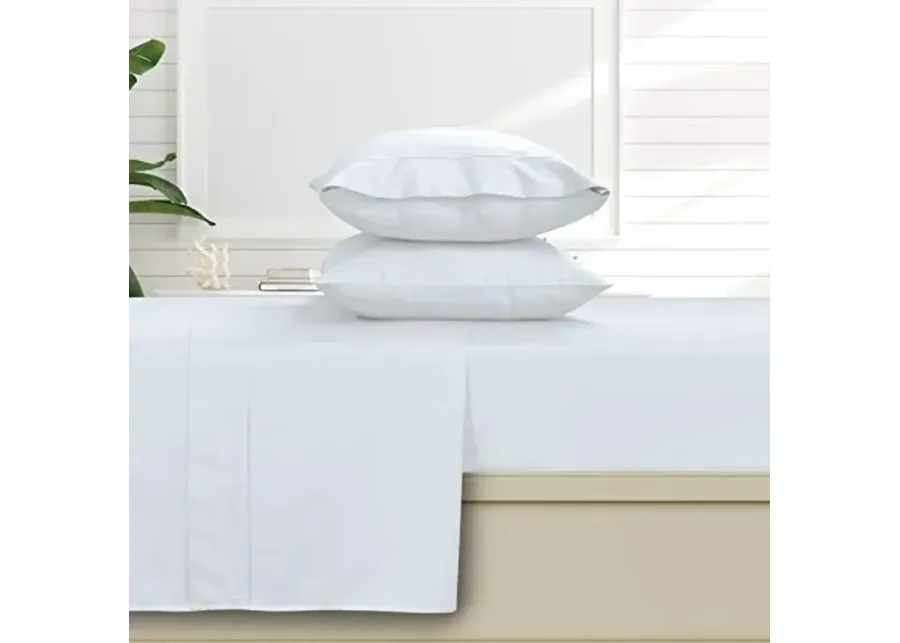 Tribeca Living 500 Thread Count Egyptian Cotton 6-Piece Queen Sheet Set, Deep Pockets, Soft Sateen Weave, White-White
