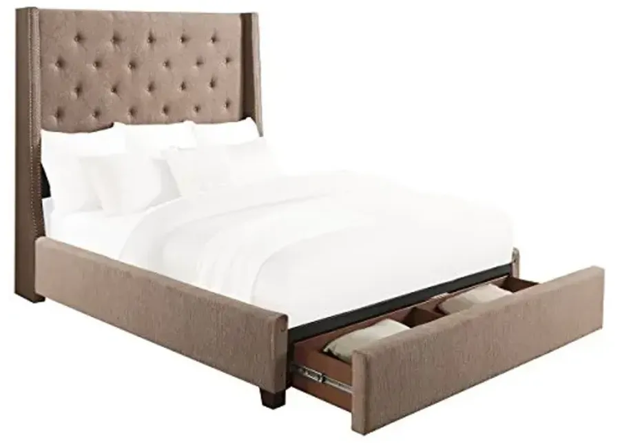 Homelegance 5877BR-1DW Fairborn Fabric Upholstered Platform Storage Bed, Queen, Brown-Brown