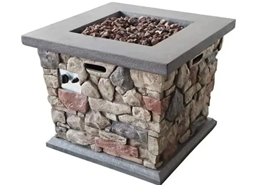 Christopher Knight Home Carson Outdoor Square Fire Pit - 40,000 BTU, Stone Finish-30