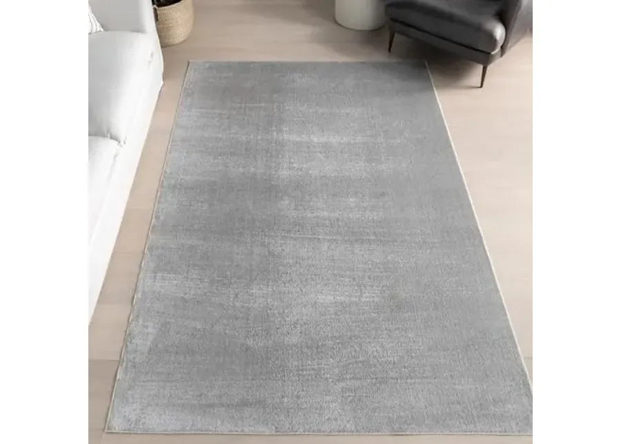 nuLOOM 9' x 12' SpinClean Solid Low-Pile Indoor Area Rug, Machine Washable, Non Shedding, Bed Room, Living Room, Dining Room, Light Grey-Light Grey