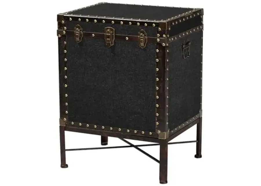 Baxton Studio Laura Vintage Black Canvas Lift-Top Trunk End Table-Black