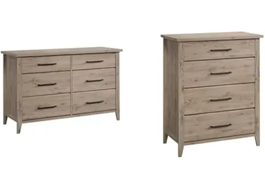 Sauder Summit Station Dresser and 4-Drawer Chest Bundle, Laurel Oak Finish-Brown