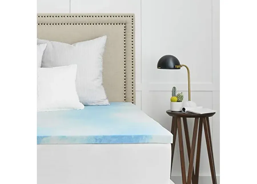 Sealy 1.5" SealyChill Gel Memory Foam Mattress Topper, Full, White-Chill Gel