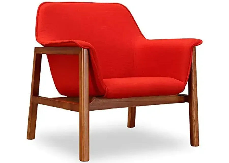 Manhattan Comfort Miller Mid Century Modern Linen Weave Accent Chair, Upholstered Seat with Curved Arms & Wood Frame, Versatile Armchair for Living Room, Bedroom or Office, Set of 1, Burnt Orange-Burnt Orange