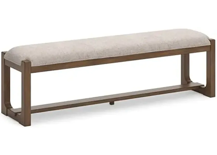 Signature Design by Ashley Cabalynn Farmhouse Upholstered 63" Dining Bench, Beige & Light Brown-Beige & Light Brown
