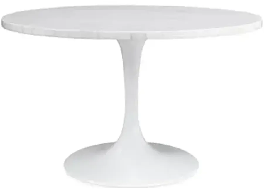 Bassett Mirror Company Dunham Dining Table - White Marble/White-White