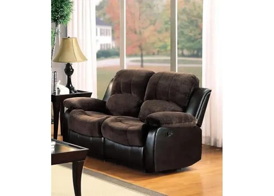 Homelegance Resonance 60" Microfiber Double Reclining Loveseat, Dark Brown-Brown Microfiber