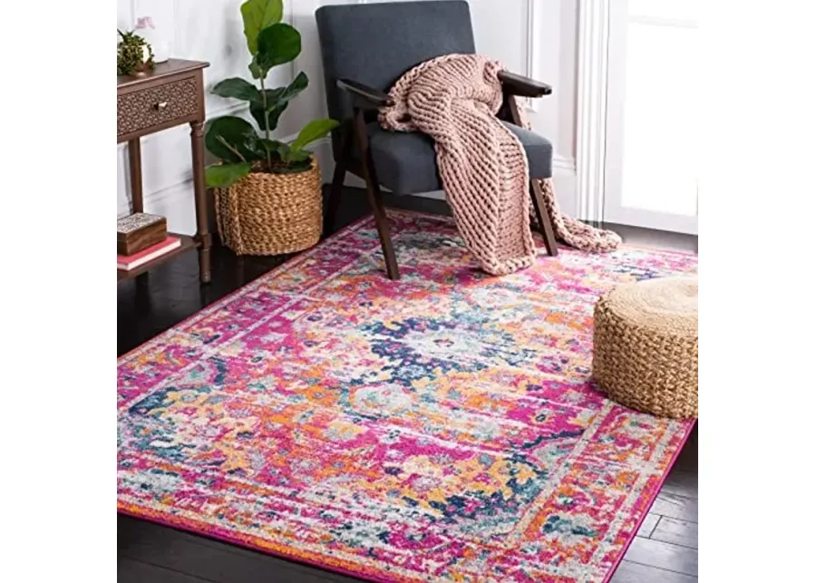 SAFAVIEH Madison Collection Area Rug - 6' x 9', Fuchsia & Gold, Boho Chic Medallion Design, Non-Shedding & Easy Care, Ideal for High Traffic Areas in Living Room, Bedroom (MAD154R)-Fuchsia, Gold