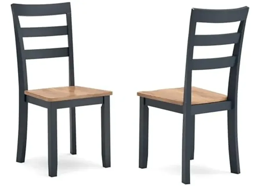 Signature Design by Ashley Gesthaven Solid Wood Frame Dining Chair, Set of 2, Blue/Natural-Light Brown & Blue