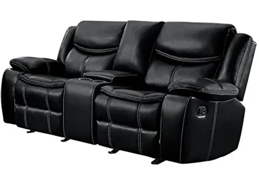 Homelegance 79" Manual Double Glider Reclining Loveseat, Black-Black