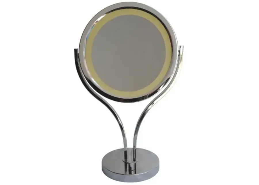 Urbanest Formosa 8-inch Tabletop Double-sided LED Lighted Vanity Mirror with 10x Magnification, Warm Light (Chrome)-Chrome