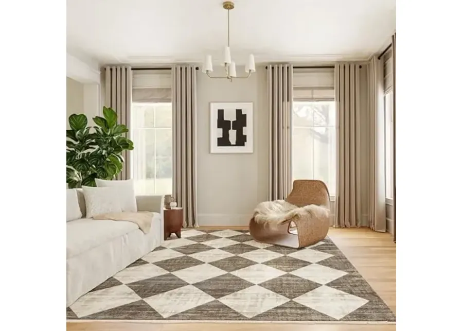 nuLOOM Fringed Performance Indoor Area Rug, Power Loomed, Easy Clean, Durable, Non-Shed, 6'7" x 10'2\-Meline Beige