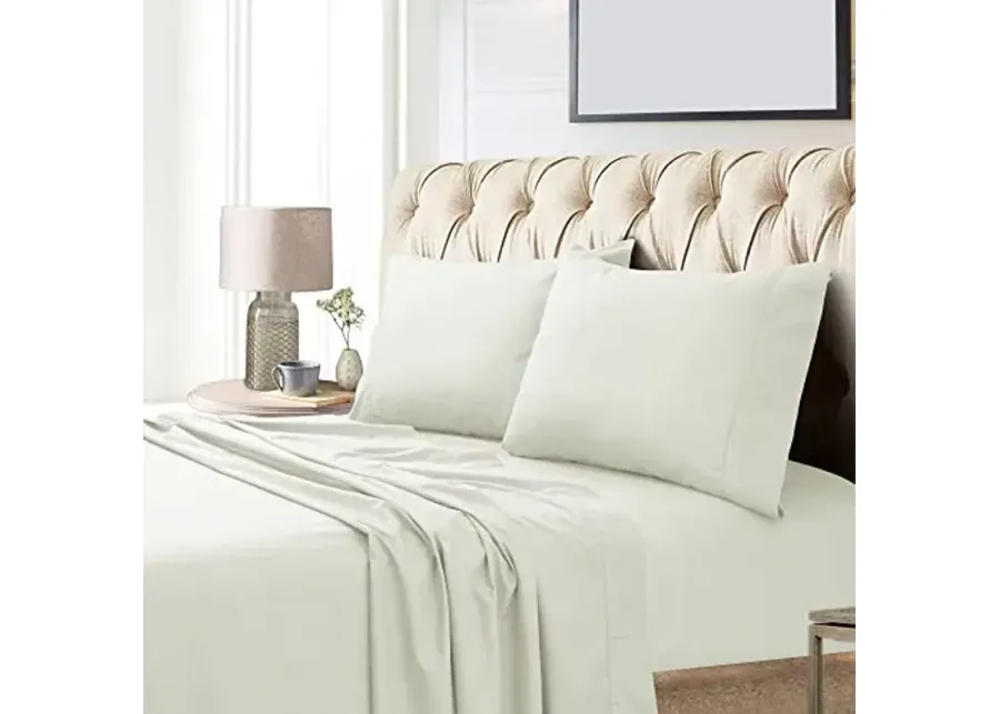 Tribeca Livingåº Egyptian Cotton Sateen 800 Thread Count 24" Deep Pocket Sheet Set King Ivory-Ivory