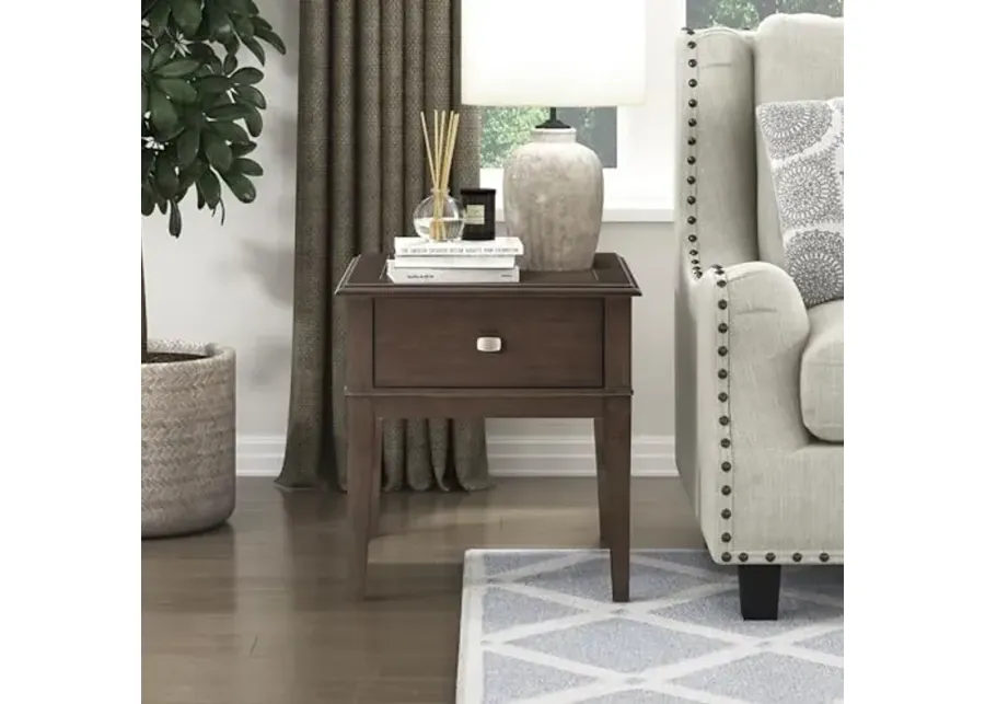 Lexicon Sprague 1-Drawer Wood End Table, Brown-Brown