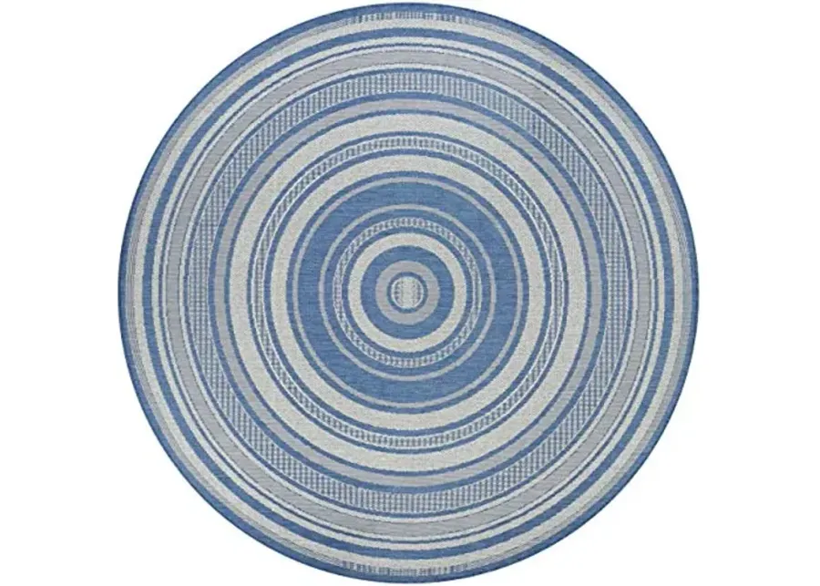 Couristan Gazebo Round Area Rug 7'6" Champagne-Blue-Champagne-blue