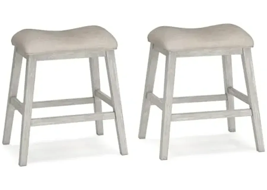 Signature Design by Ashley Skempton Modern 24" Counter Height Upholstered Barstool, 2 Count, Whitewash-Whitewash
