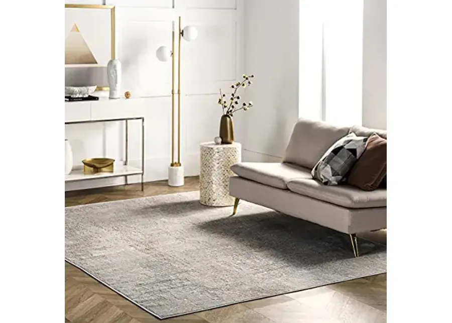 nuLOOM Alice Abstract 8'10" x 12' Area Rug for Living Room Bedroom Dining Room Kitchen, Light Grey/Ivory-Light Grey
