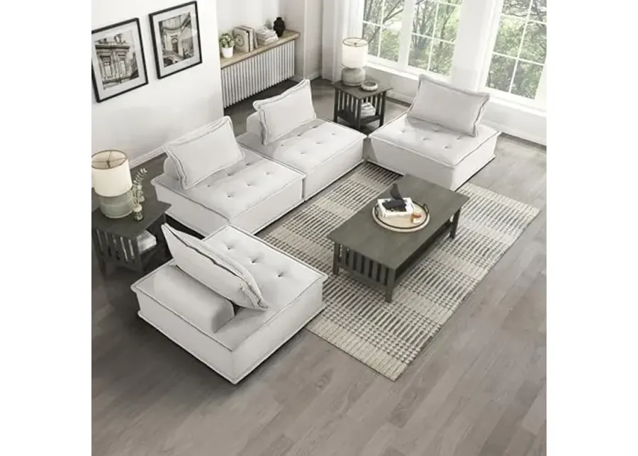 Lexicon Thurston Modular Sectional Sofa, 4-Seater, Beige-Beige