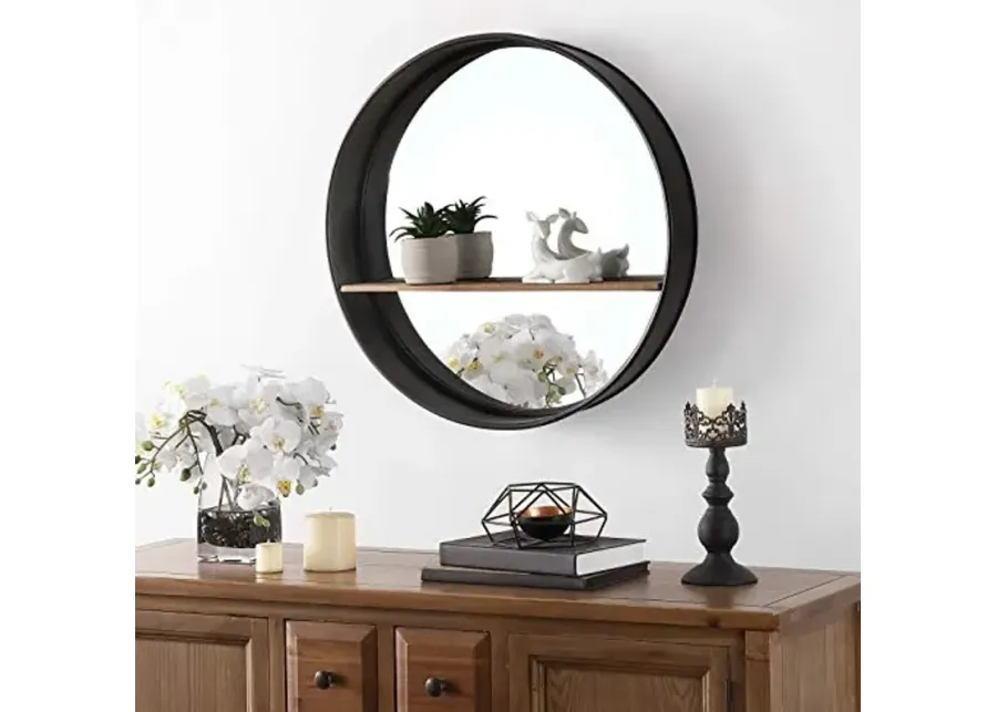 SAFAVIEH 27.2-Inch Round Bonni Wall Mirror-Black