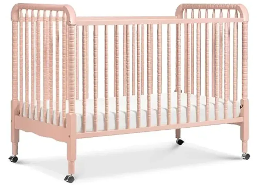 DaVinci Jenny Lind 3-in-1 Convertible Crib in Blush Pink, Removable Wheels, Greenguard Gold-Blush Pink
