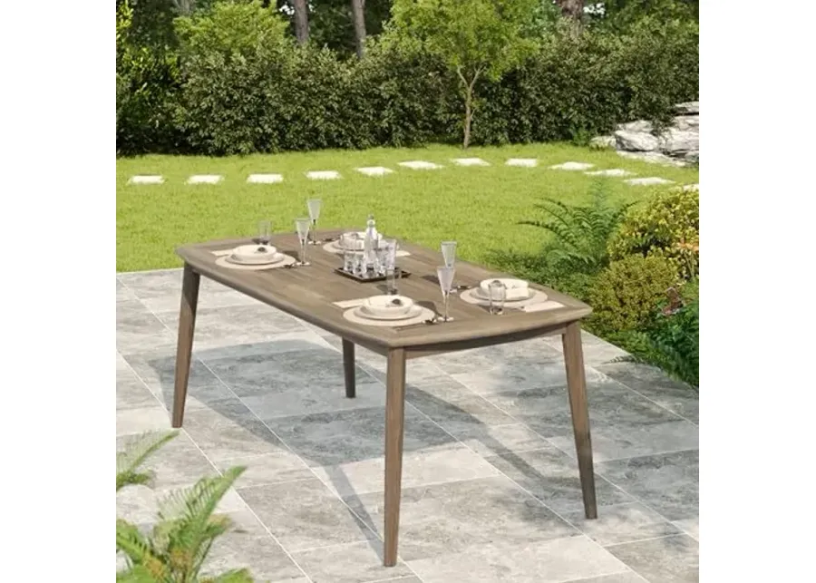 Christopher Knight Home Keyon Farmhouse Patio Acacia Wood Dining Table, Outdoor Dining Room Table for 8 Persons, Rectangular Dining Table for Backyard/Garden, Light Brown-Light Brown