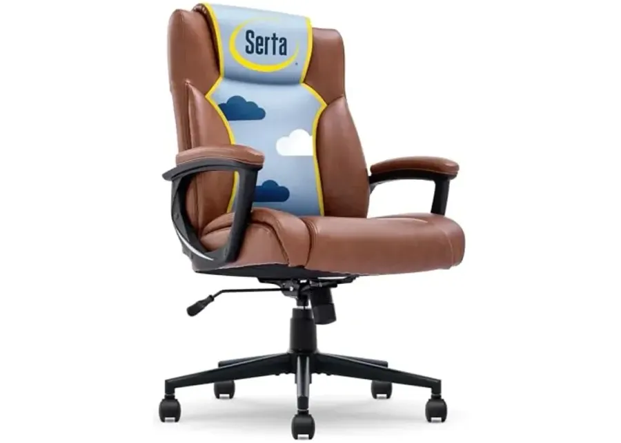 Serta Connor Executive Office Chair, Ergonomic Computer Chair with Layered Body Pillows, Contoured Lumbar, Adjustable Seat Height, Bonded Leather, Cognac-Cognac 1 63956-serta-connor-executive-office-chair-ergonomic-computer-chair-with-layered-body-pillows-contoured-lumbar-adjustable-seat-height-bonded-leather-cognac-cognac-1.webp
