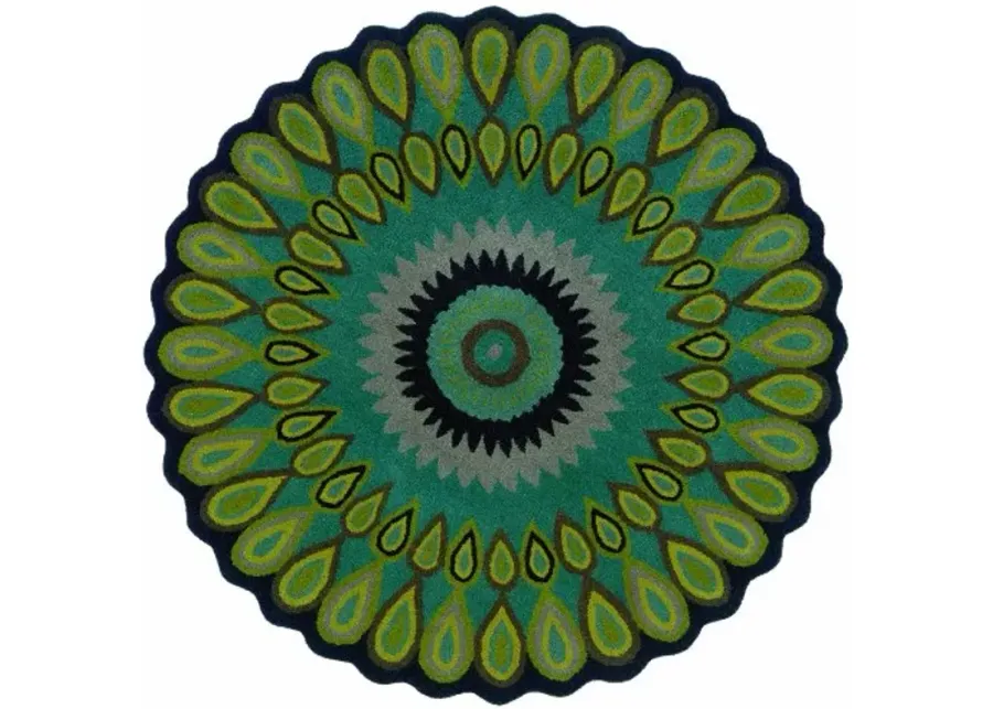 LR Resources VB540 Rug, 8' Round, Green/Multicolored-Green, Multicolored