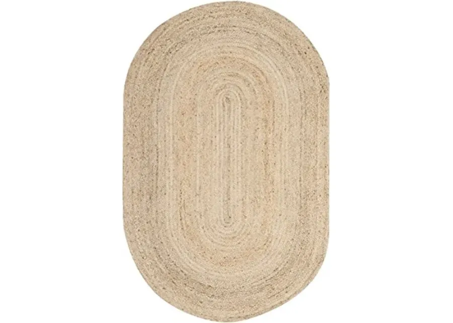 SAFAVIEH Cape Cod Collection Area Rug - 5' x 8' Oval, Natural, Handmade Flat Weave Jute, Ideal for High Traffic Areas in Living Room, Bedroom (CAP252A)-Natural