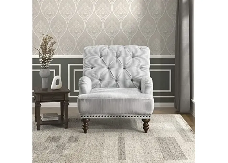 Lexicon Elwell Fabric Accent Chair, Gray/White-Gray, White