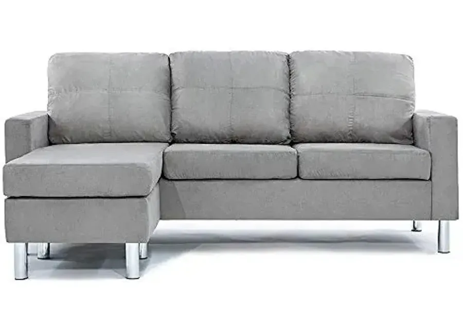 Divano Roma Furniture Small Space Modern Sectional Sofa, Gray-Grey