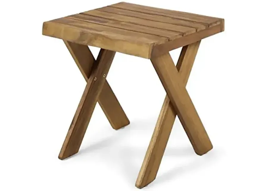 Christopher Knight Home Irene Outdoor Acacia Wood Side Table, Sandblast Teak Finish-Sandblast Teak Finish
