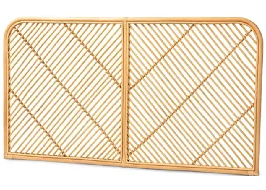 Baxton Studio Sakina Modern Bohemian Natural Brown Rattan Queen Size Wall-Mount Headboard-63.8