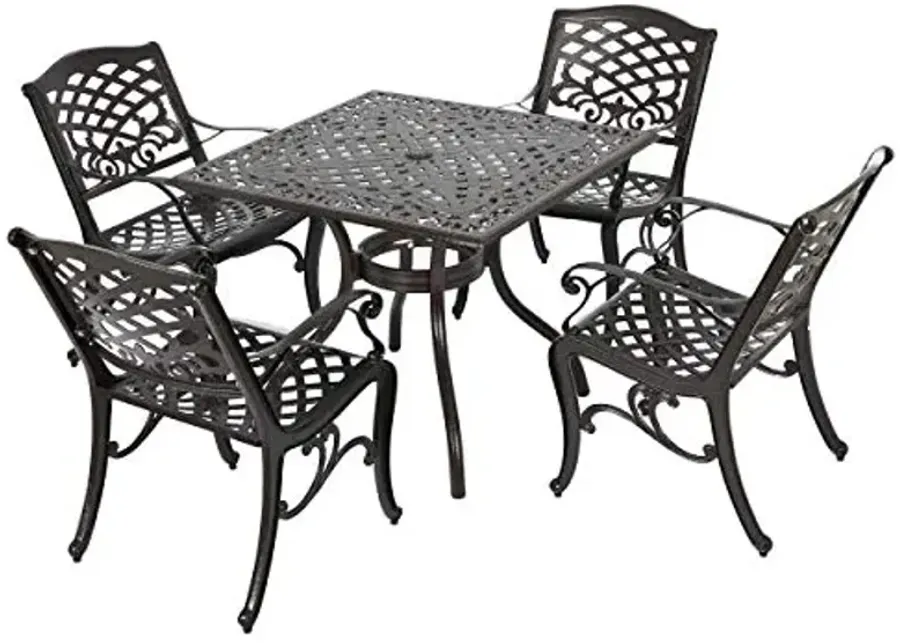 Christopher Knight Home Hallandale Outdoor Sarasota Cast Aluminum Square Dining Set, 5-Pcs Set, Hammered Bronze-26.3 1 64405-christopher-knight-home-hallandale-outdoor-sarasota-cast-aluminum-square-dining-set-5-pcs-set-hammered-bronze-26-3-1.webp