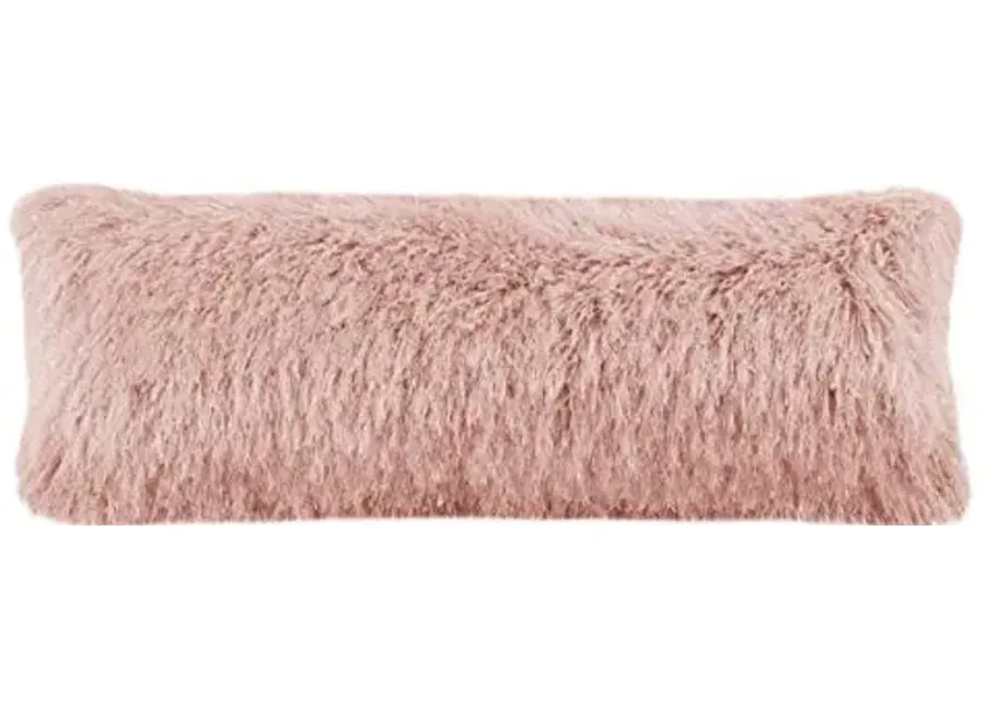 SAFAVIEH Shag Modish Metallic Throw Pillow, 12"x22\-Blush
