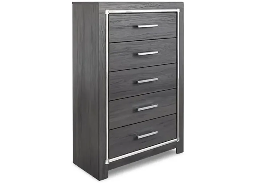 Signature Design by Ashley Lodanna Modern Glam 5 Drawer Chest, Gray-Grey