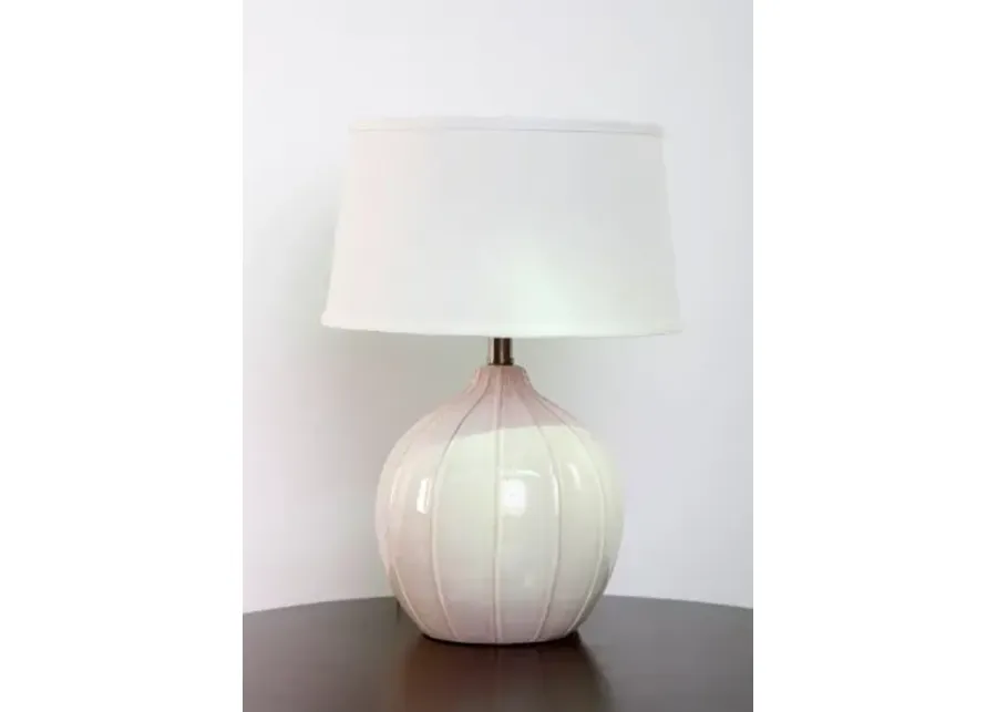 Urbanest Highlands Antique White Ceramic Table Lamp with Natural Drum Hardback Shade-White