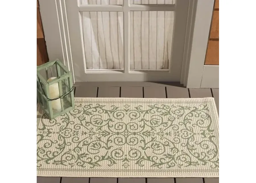 SAFAVIEH Courtyard Collection Accent Rug - 2' x 3'7\-Natural, Olive