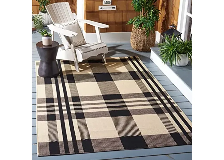 SAFAVIEH Courtyard Collection Area Rug - 6'7" x 9'6\-Black, Bone