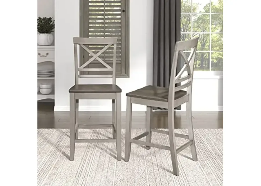 Lexicon Cadwallader Counter Height Chair (Set of 2), Brown/Light Gray-Brown, Light Gray